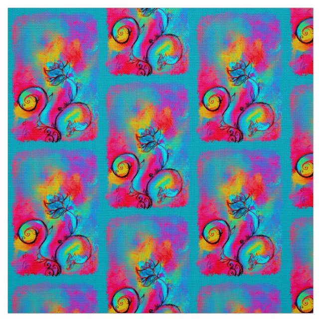 WHIMSICAL FLOWERS pink yellow blue Fabric (Swatch)