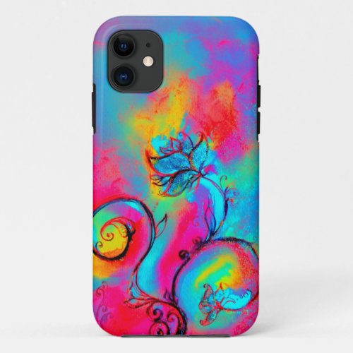WHIMSICAL FLOWERSPink Yellow Blue Floral Swils iPhone 11 Case