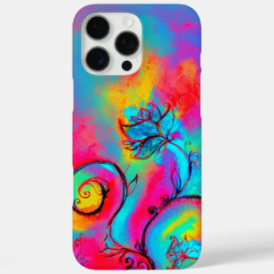 WHIMSICAL FLOWERS,Pink Yellow Blue Floral Swirls iPhone 16 Pro Max Case
