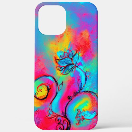 WHIMSICAL FLOWERSPink Yellow Blue Floral Swirls iPhone 12 Pro Max Case