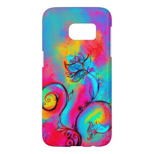 WHIMSICAL FLOWERSPink Yellow Blue Floral Swirls Samsung Galaxy S7 Case