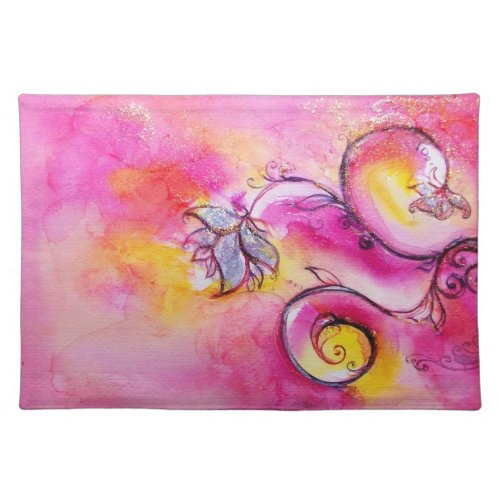 WHIMSICAL FLOWERS  pink yellow fuchsia Placemat