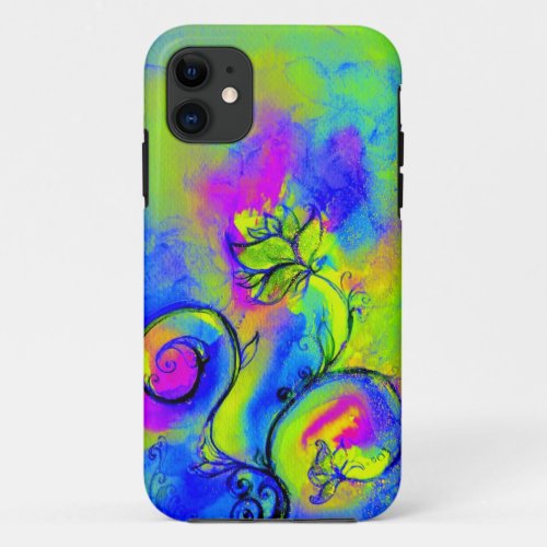 WHIMSICAL FLOWERS pink yellow green purple iPhone 11 Case