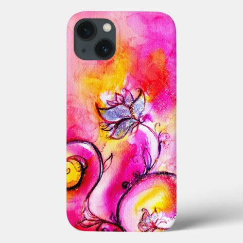 WHIMSICAL FLOWERS pink yellow purple iPhone 13 Case