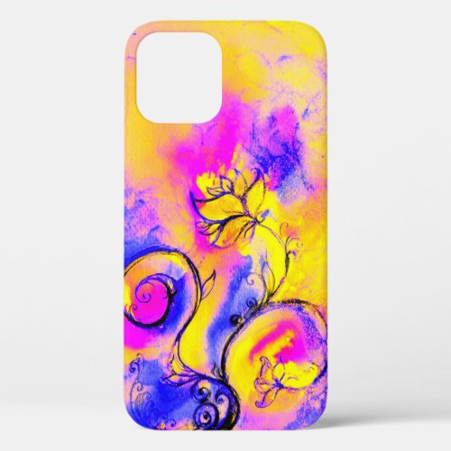 WHIMSICAL FLOWERS pink yellow purple iPhone 12 Case