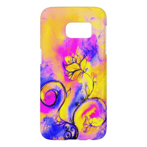 WHIMSICAL FLOWERS pink yellow purple Samsung Galaxy S7 Case