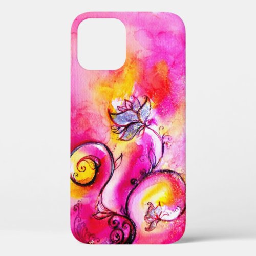 WHIMSICAL FLOWERSPink Yellow Purple Floral Swirls iPhone 12 Case