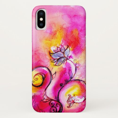 WHIMSICAL FLOWERSPink Yellow Purple Floral Swirls iPhone X Case