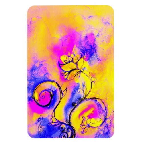 WHIMSICAL FLOWERS  pink yellow purple Magnet