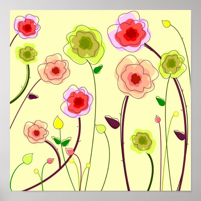 Whimsical Flowers Poster (Front)