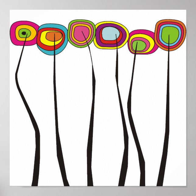 Whimsical Flowers Poster With Bold Color (Front)