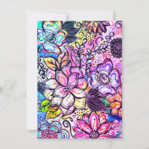 Whimsical Flowers Purple Notecard