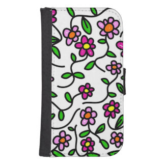 Whimsical Flowers Samsung S4 Wallet Case
