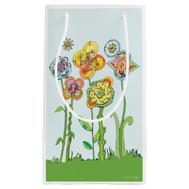 Whimsical Flowers Small Gift Bag (Front)