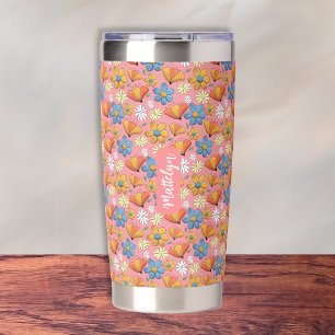 Whimsical Flowers Stainless Steel Thermal Tumbler 