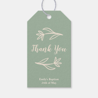 Whimsical Flowers Thank You Tag Blue 