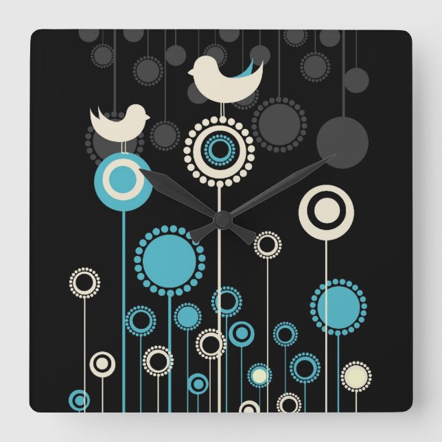 Whimsical Flowers Wall Clock (Front)