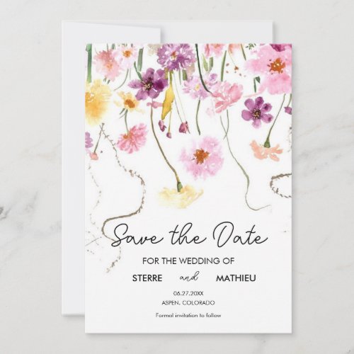 Whimsical Flowers Wildflowers Save The Date