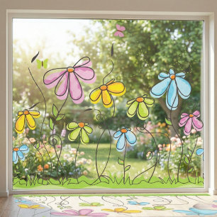 Whimsical Flowers Window Cling