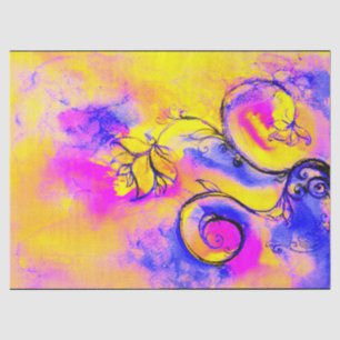 WHIMSICAL FLOWERS Yellow Blue Pink Tissue Paper