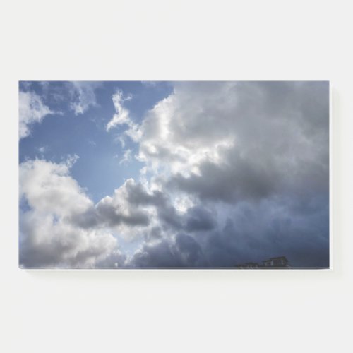 Whimsical fluffy clouds in bright blue Cornish Sky Post_it Notes