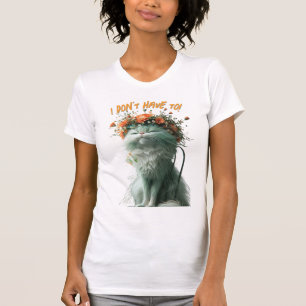 Whimsical Fluffy Sassy Cat "I Don't Have To" T-Shirt