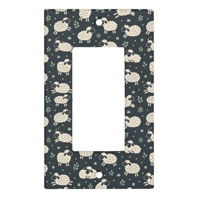 Whimsical Fluffy Sheep Pattern Light Switch Cover (Front)