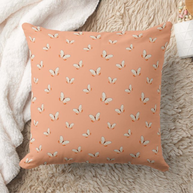 Whimsical Fluttering Butterflies Pattern Throw Pillow (Blanket)