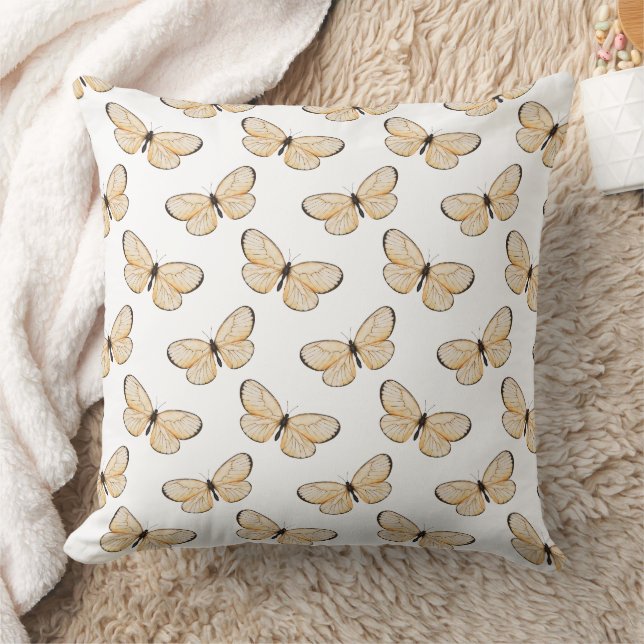 Whimsical Fluttering Butterflies Pattern Throw Pillow (Blanket)