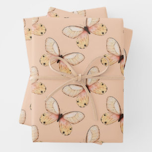 Whimsical Fluttering Butterflies Pattern Wrapping Paper Sheets