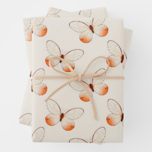 Whimsical Fluttering Butterflies Pattern Wrapping Paper Sheets