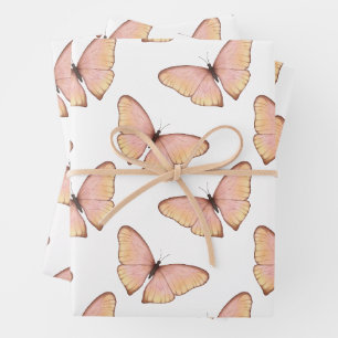 Whimsical Fluttering Butterflies Pattern Wrapping Paper Sheets