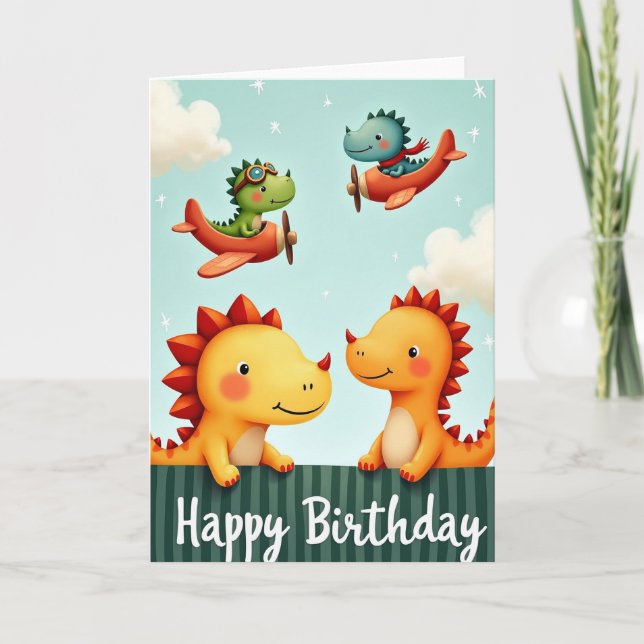 Whimsical Flying Birthday Card (Front)