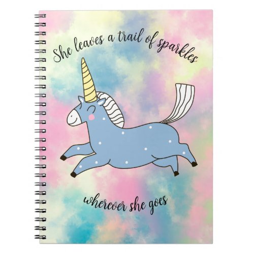 Whimsical Flying Blue Unicorns on Pastel Clouds Notebook