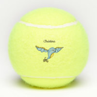 Whimsical Flying Bluebird Yellow Scroll Tail Tennis Balls Zazzle