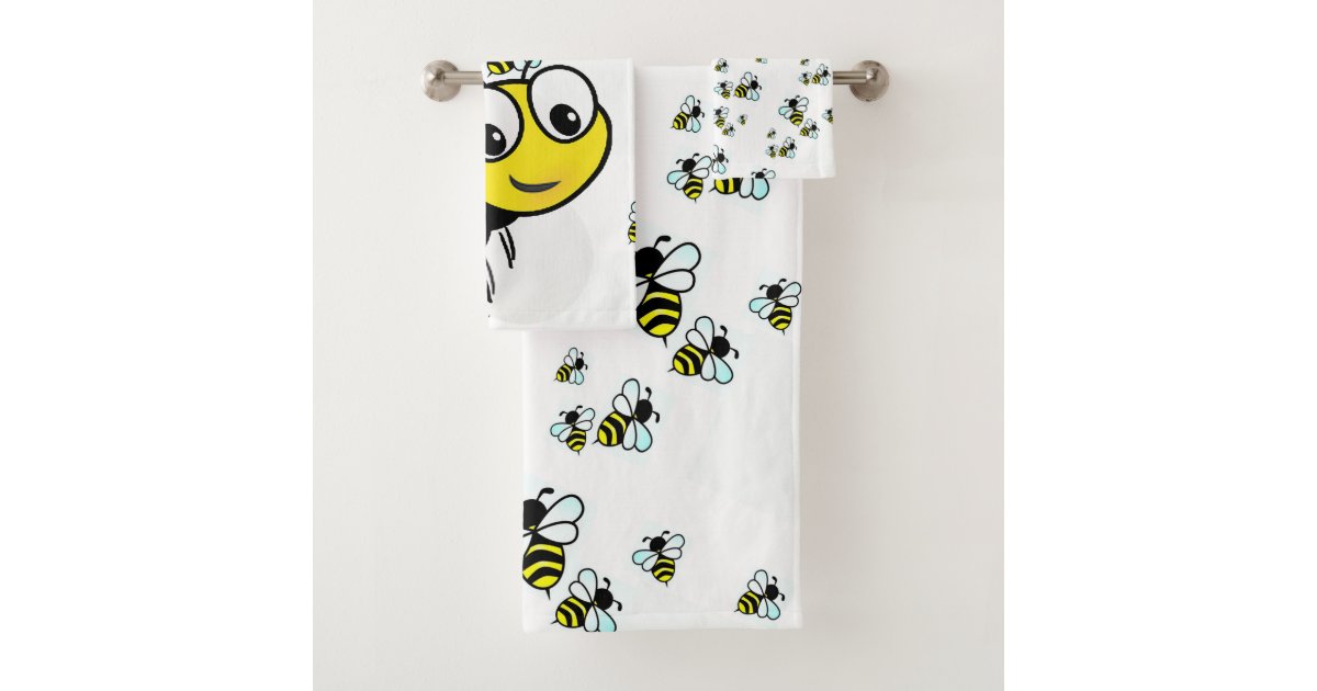 Whimsical Flying Bumble Bees Bathroom Towel Set Zazzle