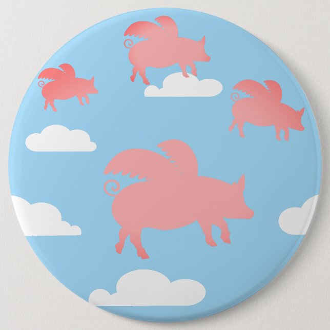 Whimsical Flying Pigs Button (Front)