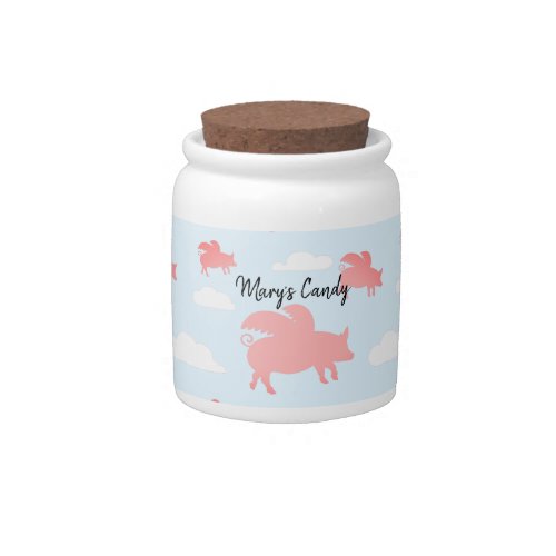 Whimsical Flying Pigs Candy Jar