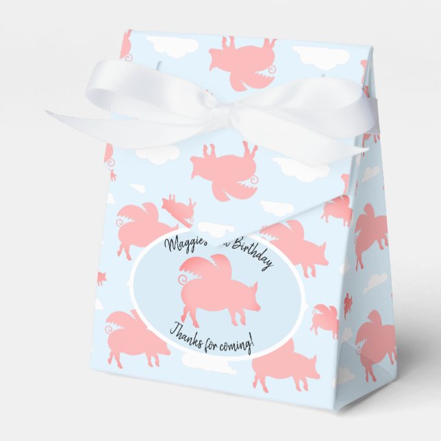 Whimsical Flying Pigs Favor Boxes (Front Side)