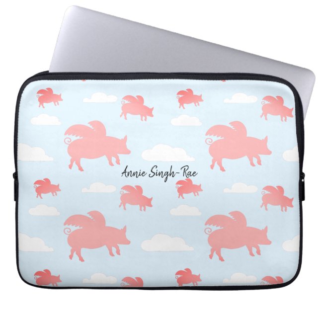 Whimsical Flying Pigs l Laptop Sleeve (Front)