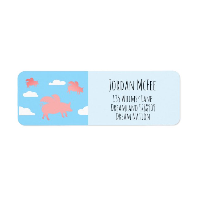 Whimsical Flying Pigs Label (Front)