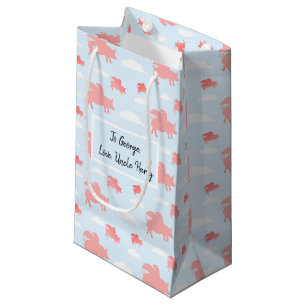 Whimsical Flying Pigs Small Gift Bag
