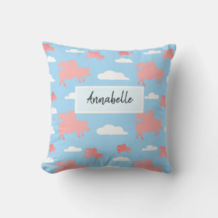 Whimsical Flying Pigs Throw Pillow