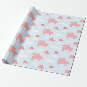 Whimsical Flying Pigs Wrapping Paper
