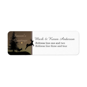 Whimsical Flying Reindeer Silhouette Custom Label