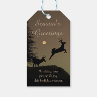 Whimsical Flying Reindeer Silhouette Gift Tags