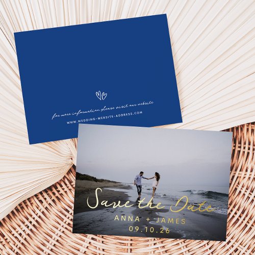 Whimsical Foil Photo Save The Date Announcement