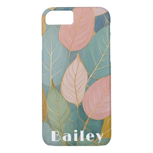Whimsical Foliage Pastel Leaves iPhone 87 Case