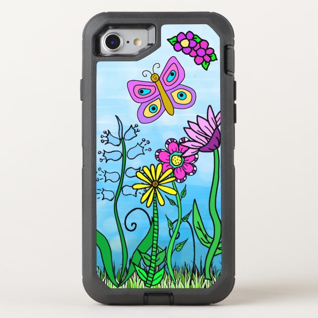 Whimsical Folk Art Flowers Colorful OtterBox iPhon iPhone Case (Back)