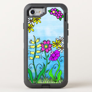 Whimsical Folk Art Flowers Colorful OtterBox Defender iPhone SE/8/7 Case